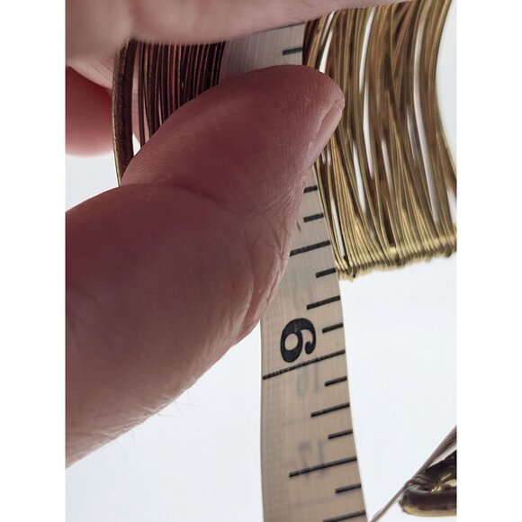 Gold Tone Multi Wire Wide Wrap Cuff Bracelet Boho Bold - Picture 10 of 10